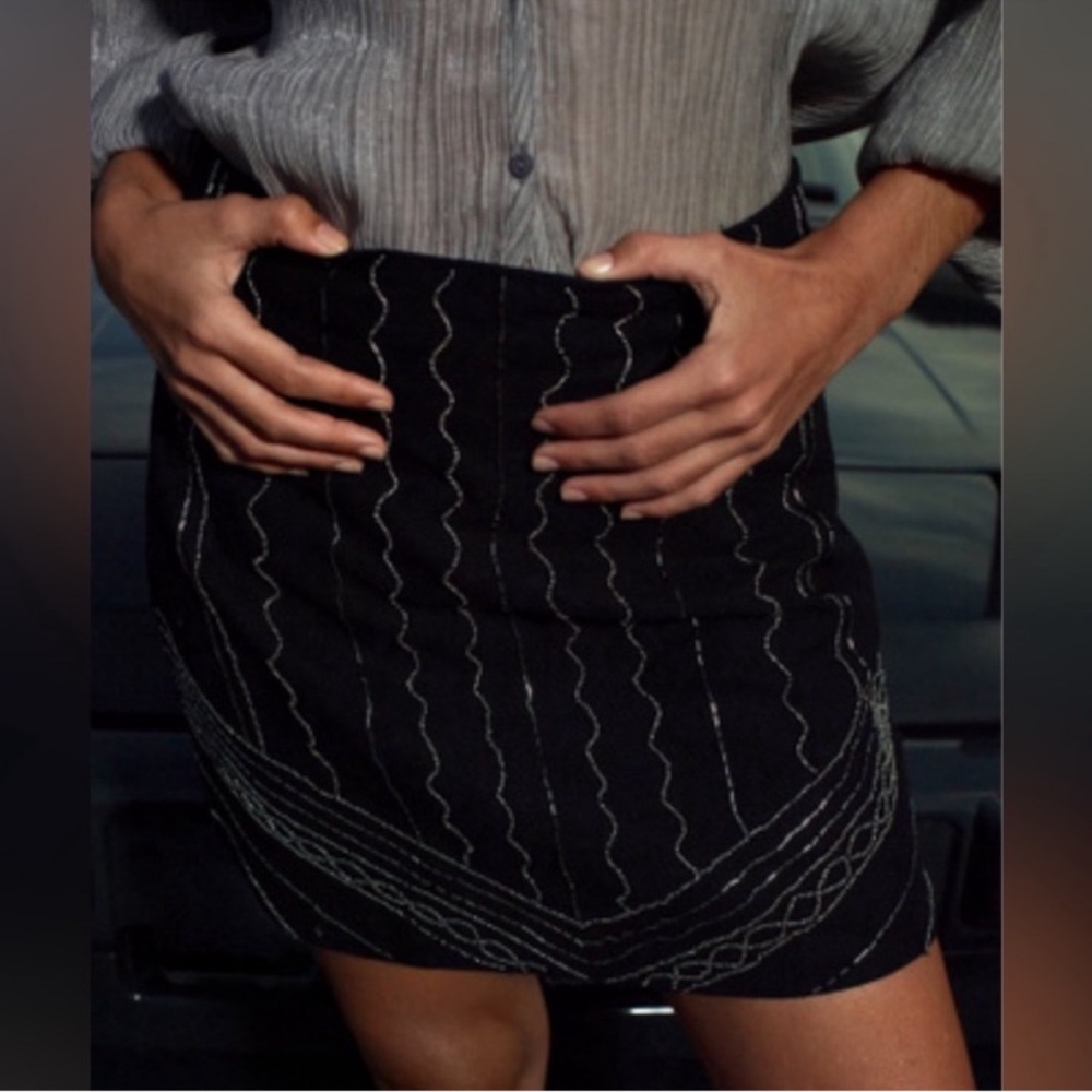 ZARA BEADED MINI SKIRT